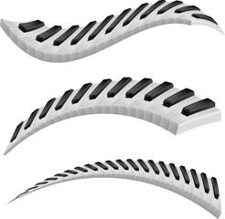 Illustration of wavy piano keys on white background. © Designpics