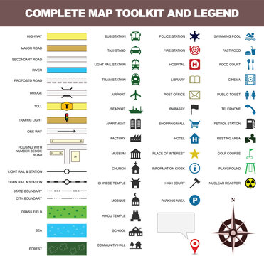 A complete set of map toolkit and legend.