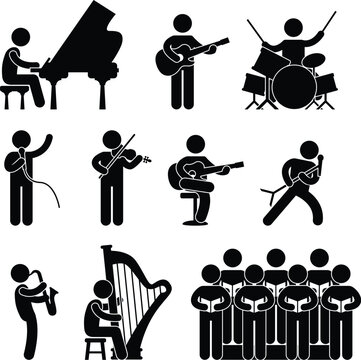 A set of pictogram about musician and singer.