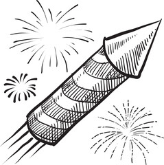 Doodle style fireworks or New Year vector illustration