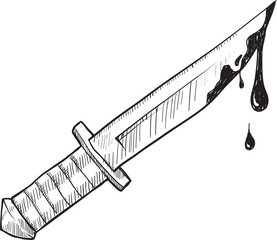 Doodle style knife or murder vector illustration