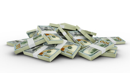 3D rendering of Stacks of US dollar notes - obrazy, fototapety, plakaty