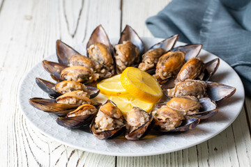 Turkish Street Food Stuffed Mussels with Lemon - Midye Dolma