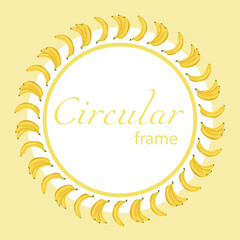 Background with a round frame of bananas. Vector illustration. Suitable for print, social media and backdrops.