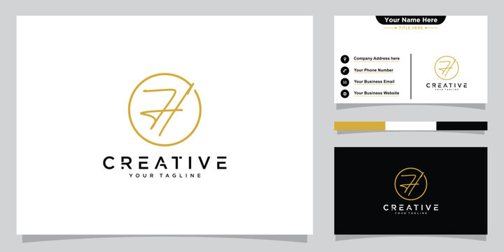 H Initial Handwriting logo template vector