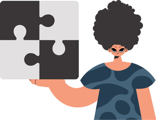 The individual is holding a flabbergast. Collect work subject. Pulled back. Trendy style, Vector Illustration