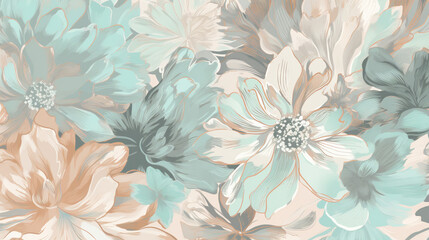 Flower wallpaper background in pastel colors. Generative AI