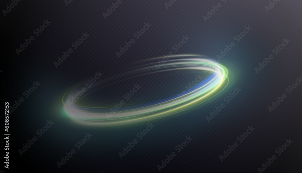 Poster A bright plume of luminous rays swirling in a fast spiraling motion. Light golden swirl. Luminous line curve light effect. Vector
