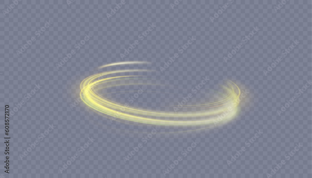 Aufkleber A bright plume of luminous rays swirling in a fast spiraling motion. Light golden swirl. Luminous line curve light effect. Vector