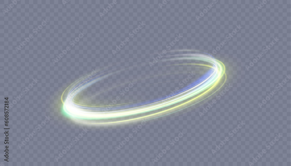 Aufkleber A bright plume of luminous rays swirling in a fast spiraling motion. Light golden swirl. Luminous line curve light effect. Vector