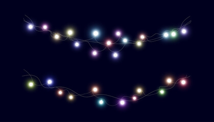 Fototapeta na wymiar Christmas lights isolated on transparent background. Set of Christmas glowing garlands. For advertising invitations, web banners, postcards. Vector