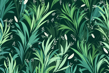 Obraz na płótnie Canvas Doodle inspired Easter grass and foliage pattern pattern, cartoon sticker, sketch, vector, Illustration