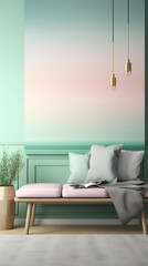 Soft pastel gradients of light pink and mint green. Generative AI