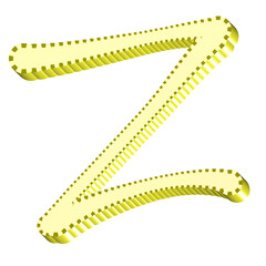 Alphabet letter Z yellow color 3D shape handwriting font style graphic design png clipart