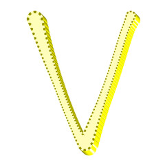 Alphabet letter V yellow color 3D shape handwriting font style graphic design png clipart