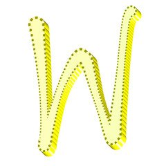 Obraz premium Alphabet letter W yellow color 3D shape handwriting font style graphic design png clipart