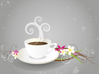 coffee background with flowers