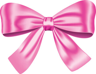 Pink gift bow isolated on white background. Vector illustration. Ribbon