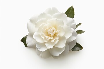 Portrait beautiful camellia flower isolated on white AI Generative