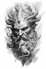 Tattoo sketch of an ancient God. Generative AI