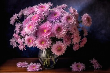Portrait vase aster blooms flowers AI Generative