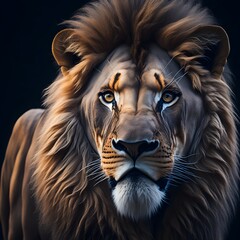 Fototapeta premium lion head portrait Generative AI