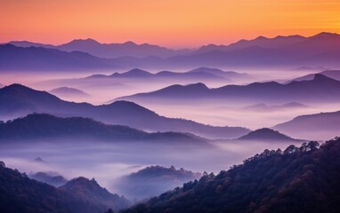 Obraz premium Breathtaking Blue Misty Mountains: Discover the Enchanting Beauty of Nature's Serene Tapestry, Generative AI