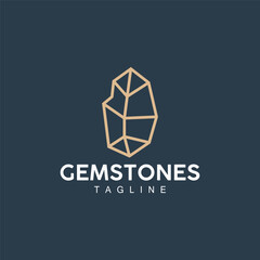 Gemstone Logo, Jewelery Simple Line Design, Vector Gem, Diamond, Icon Template