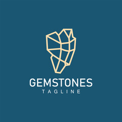 Gemstone Logo, Jewelery Simple Line Design, Vector Gem, Diamond, Icon Template
