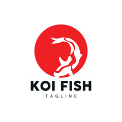 Koi Fish Logo Design, Chinese Lucky And Triumph Ornamental Fish Vector, Company Brand Gold Fish Icon