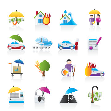 Disaster and risk icons - vector icon set
