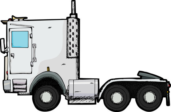 Generic tractor trailer rig illustration isolated over white