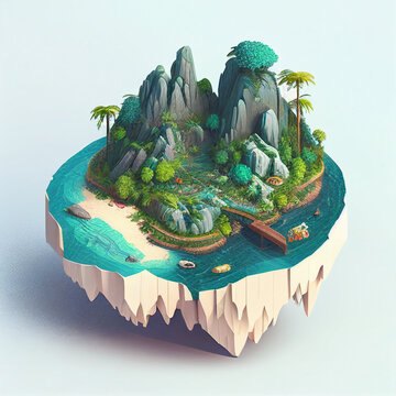 AI generative objects isometric constructions