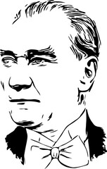 Ataturk Drawing. white background. illustration