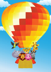 Animal cartoon on balloon  illustration
