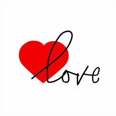 Illustration of the word love and its symbol.