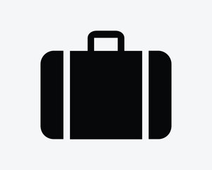 Baggage Icon. Suitcase Travel Hand Carry On Bag Luggage Handle Document File Case Sign Symbol Black Artwork Graphic Illustration Clipart EPS Vector