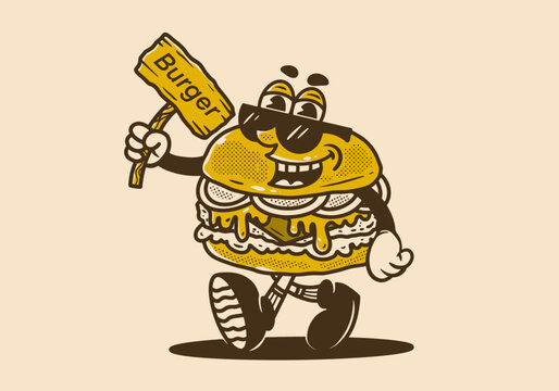 Naklejka Vintage mascot character design of burger