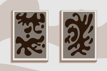 Abstract organic shape posters. Contemporary Matisse inspired cover set minimalist style. Modern vector illustration