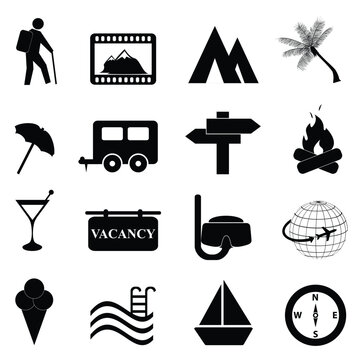 Leisure and recreation icon set on white background