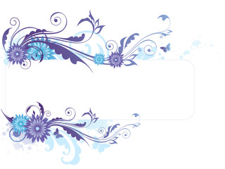 Fototapeta na wymiar Floral background with ornament and blue flowers