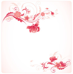 Fototapeta na wymiar vector floral background with ornament and red rose