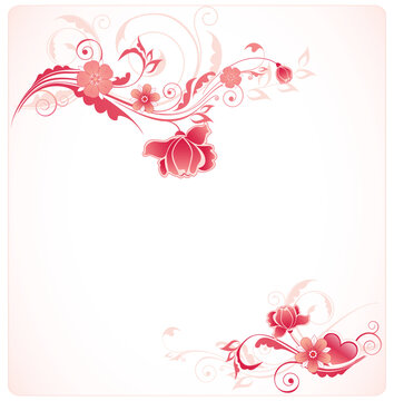 vector floral background with ornament and red rose
