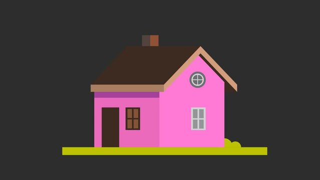 
2D simple house animation in 4K 25FPS ProRes. Conceptual clip boosting house sales and real estate. Profit, investment, money.