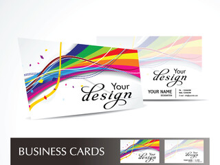 abstract colorful wave business card vector illustration