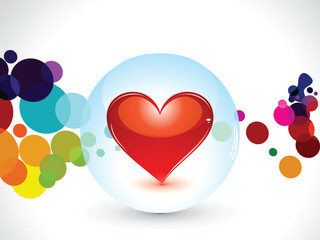 abstract glossy heart in globe vector illustration