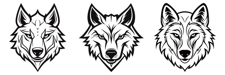 Black line handsome wolf head vector material logo © danter