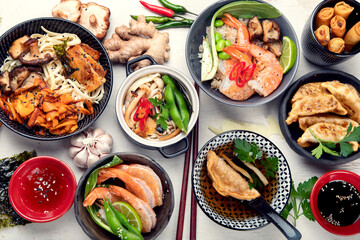Fototapeta na wymiar Chinese food, chinese traditional cuisine dishes.