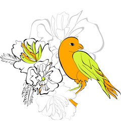 Fototapeta premium Bird on floral background