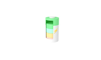 3d rendering minimum battery icon. energy charging. power tube. battery tube with thunder icon. 3d illustration. minimal concept pastel.PNG